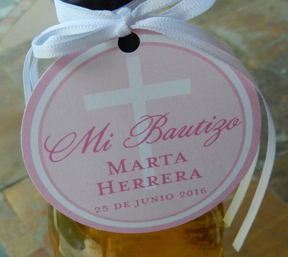 3" Custom Mi Bautizo Spanish Baptism Favor Tags - For Wine Bottles ...