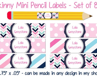 Skinny Pencil Labels, Waterproof stickers, Waterproof labels, Name Labels, Dishwasher Safe Daycare Label School Label, crayon labels