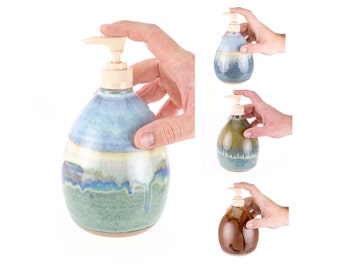 Hand Thrown Stoneware Soap Pump- your choice of Glaze / pottery soap dispenser / ceramic soap pump / soap bottle / MADE TO ORDER (6 weeks)