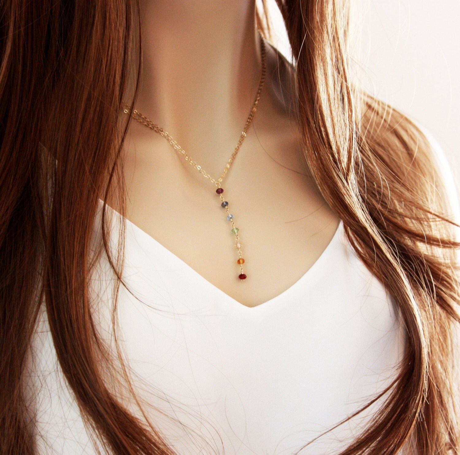 Chakra Necklace Dainty Gold Necklace 7 Chakra Necklace Yoga