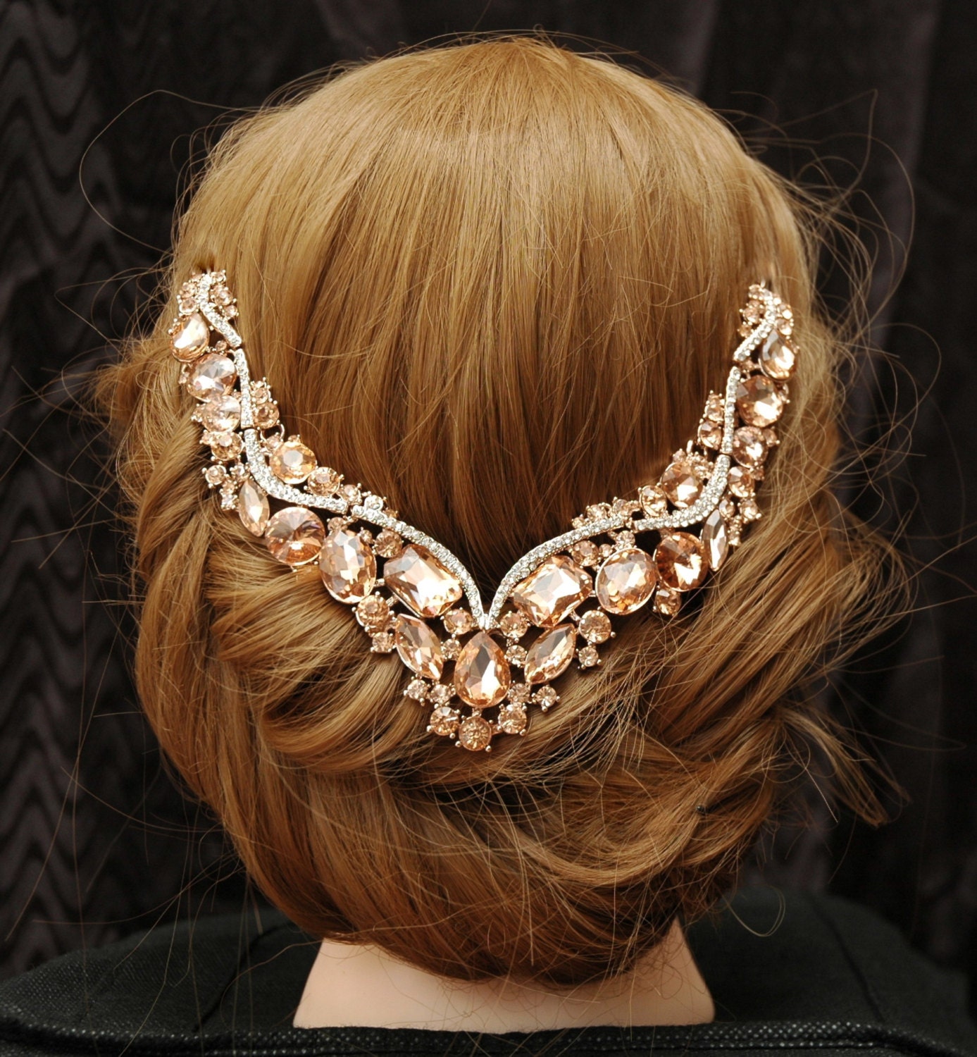 Bridal Headpiece Bridal Hair Chain Accessories Rose Gold