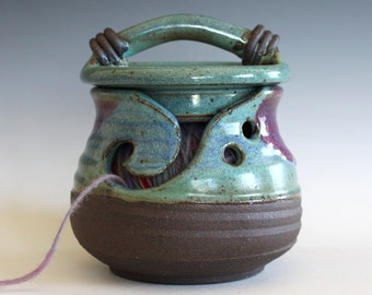 Kitty-Proof Yarn Bowl -- handmade ceramic yarn bowl, In stock Ready to Ship