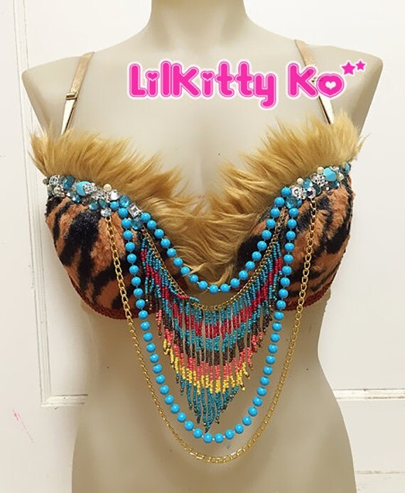 Items similar to Queen Moana - sparkly tiger print bra - Halloween ...