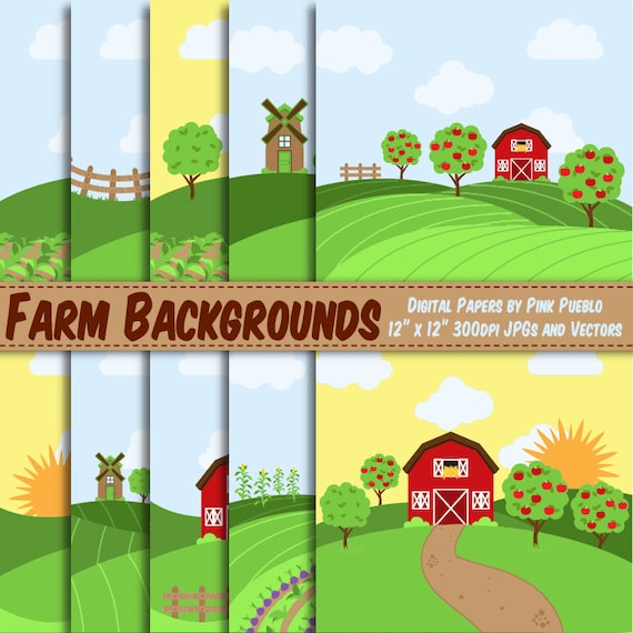 Farm Digital Paper Farm Animal Scrapbook Paper Commercial