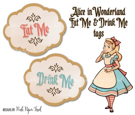 Alice In Wonderland Eat Me Drink Me Tags, Instant Download, Print Your