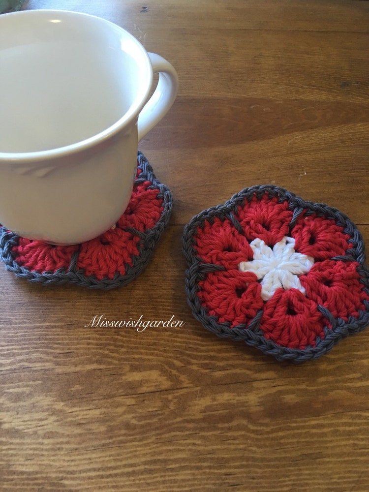 Coasters handmade coaster set of coasters red by MissWishGarden