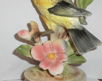 Vintage;Ceramic Yellow Canary Bird Figurine Made in Japan