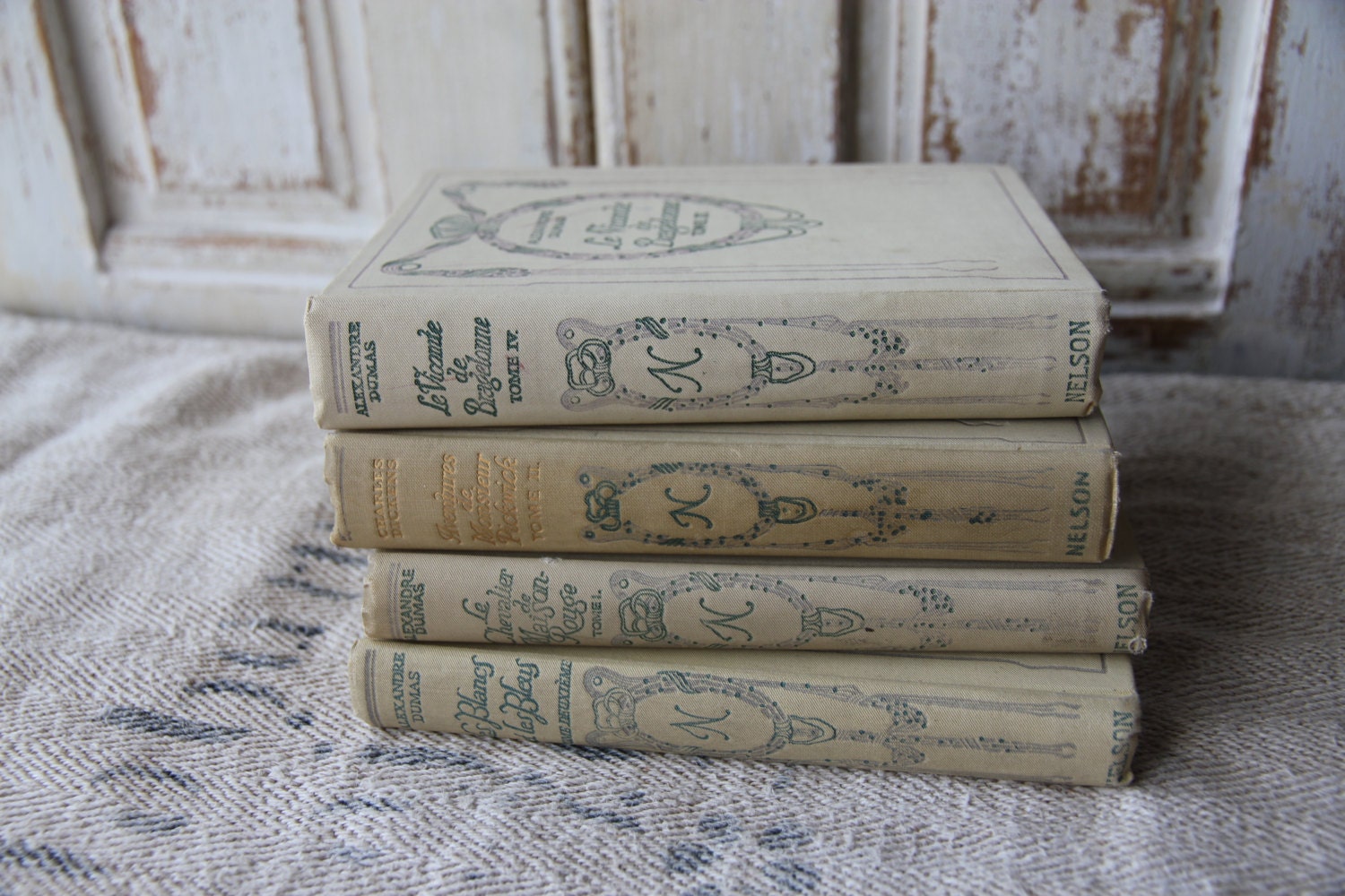 Set of 4 decorative French books
