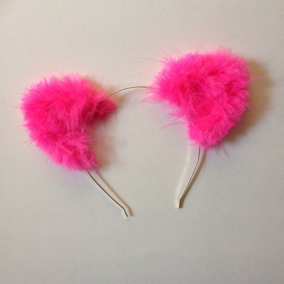 Hot Pink Fuzzy Cat Ears