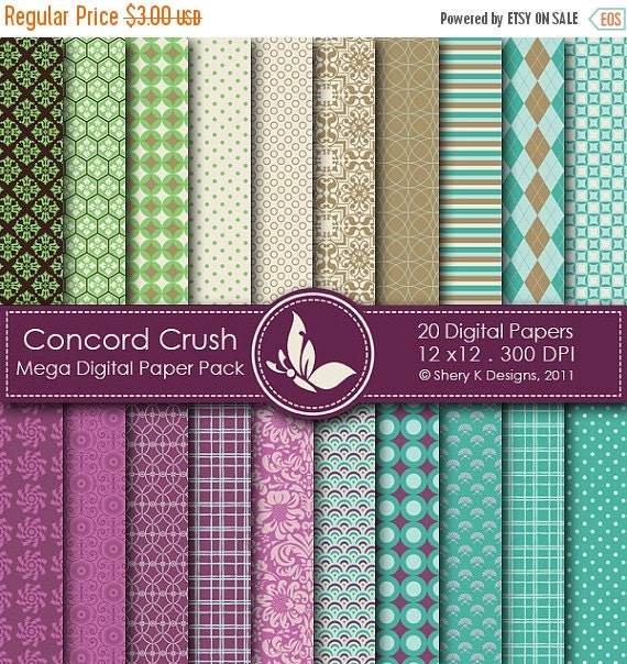 50% off Concord Crush Paper Pack 20 Digital by SheryKDesigns