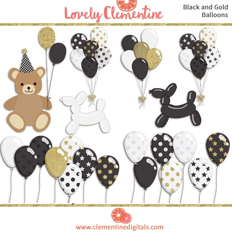 Black and gold birthday clip art images balloon clip art