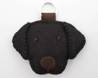 Felt Black Labrador Retriever Mini Keychain / Black Lab Zipper Charm