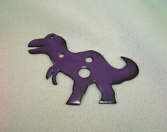 Barneysaurus Totem DIZ-O-Saurus Pendant in Hammered Copper and Enamels