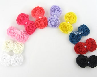 Choose 4 Colors - Rosette Baby Hair Clips - infant hair clips - flower hair clips for babies - infant - chiffon pearl - small hair clips