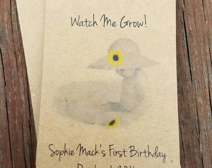 SALE ~ RUSTIC Sunflower Baby Watch me Grow Wildflower Design - Seeds Flower Seed Packet Favor Shabby Chic Cute Favors for Baby Sprinkle