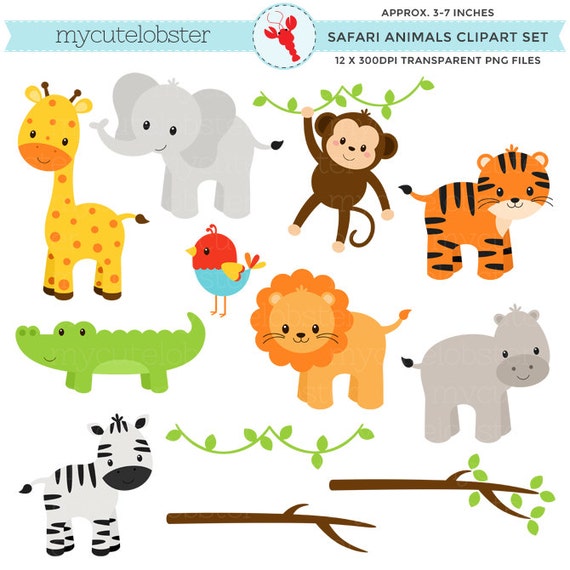 Safari Animals Clipart Set clip art set by mycutelobsterdesigns