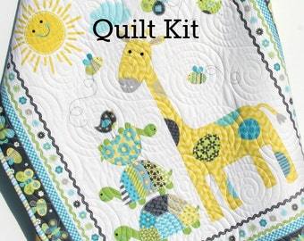 LAST TWO Quilt Kit Bundle of Love Panel Quick Easy Fun Beginner Project Northcott Fabrics Baby Boy Quilt Kit Crib Quilt Gray Giraffe
