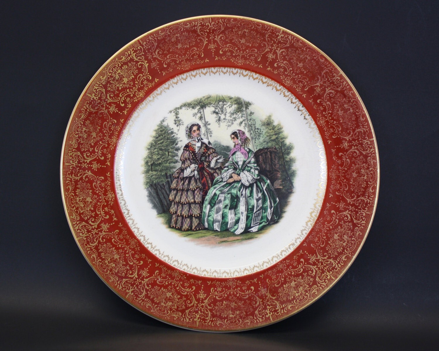 Vintage Century by Salem Plate w/Victorian Women & 23k Gold