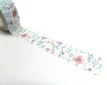 Watercolor Floral Washi Tape, 15mm x 10m