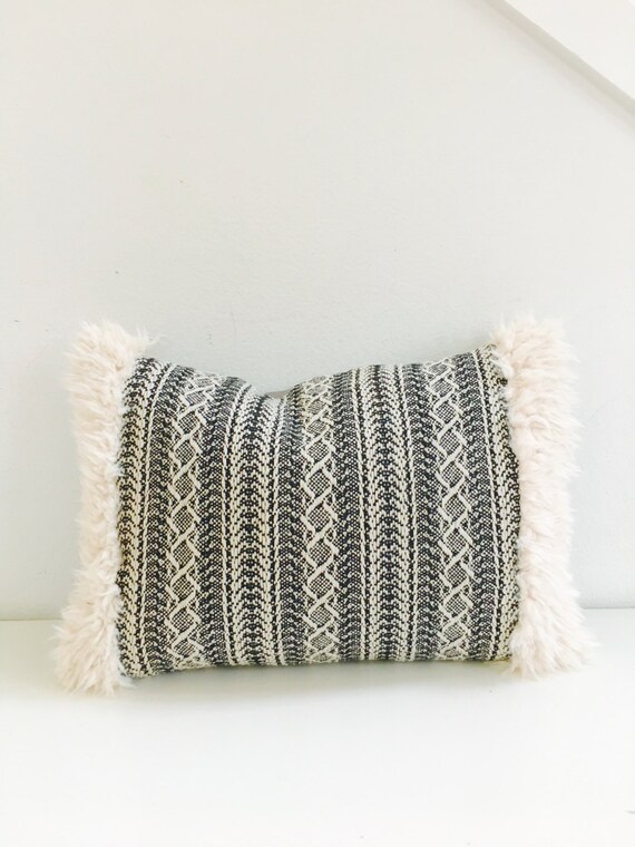 Black White Boho Tribal Pillow Cover 13x18 Lumbar