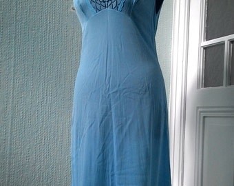 Vintage Negligee Slip from the Soviet era in Blue color, manufactured in the GDR in the 1970s