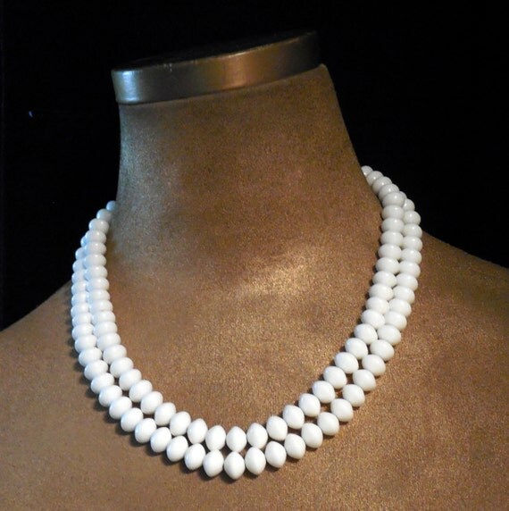 WHITE Double Strand Necklace Costume Jewelry WHITE Jewelry