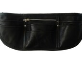 Tablier de serveuse, serveur en cuir noir recyclé.