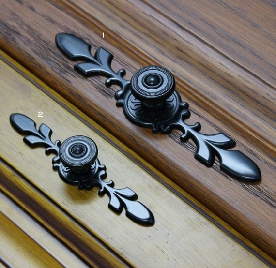 French Country Black Dresser Knobs Drawer Knob Back Plate