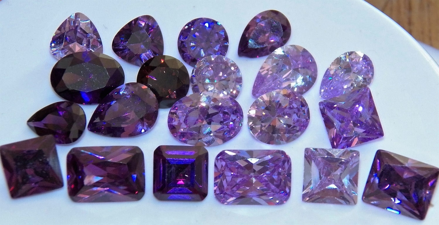 Big Loose Gemstones Purple Large Crystals Zircon Amethyst Oval