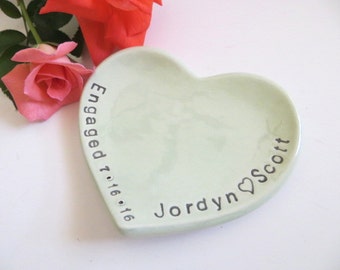 ring dish, wedding ring holder, Engagement Gift, Green, Gift for couple, ring bowl, personalized gift, wedding gift