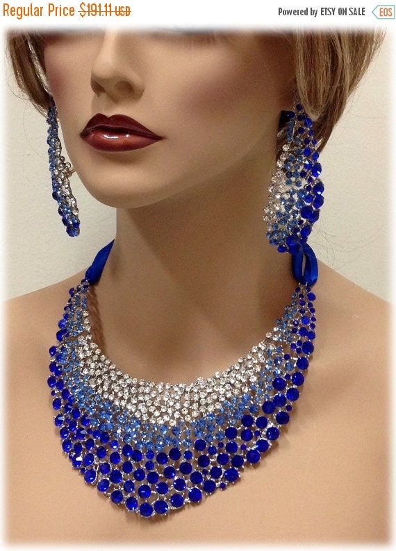 Bridal jewelry set, wedding jewelry, bib necklace earrings, Chunky