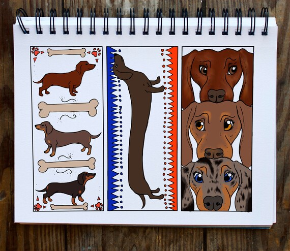 Dachshund Bookmark Coloring Page Instant PDF Download