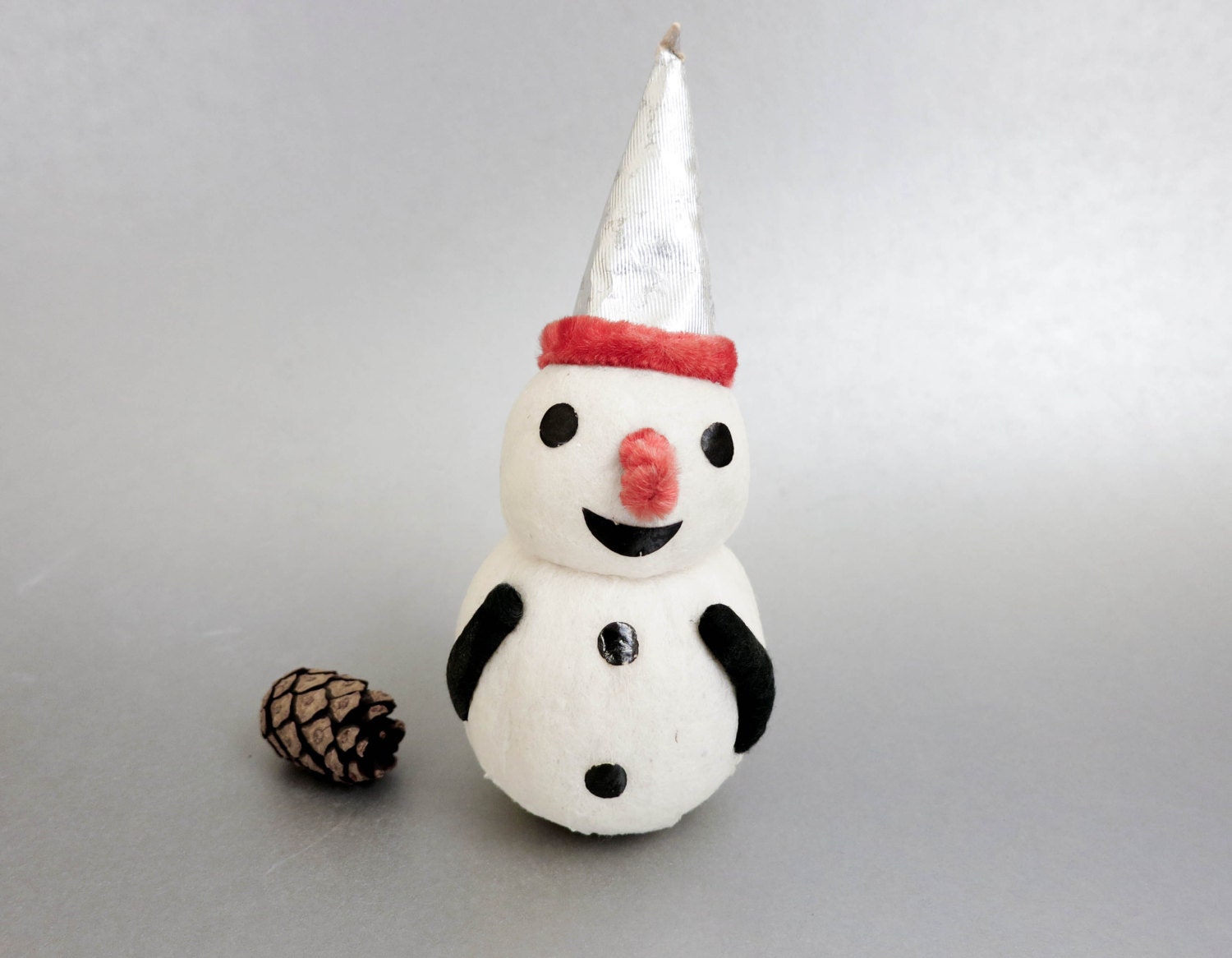 1950 s snowman with silver santa hat spun cotton holiday 1950 s snowman with silver santa hat spun cotton holiday