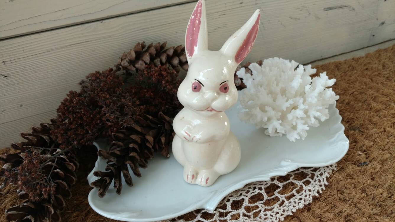 Antique Easter Bunny Rabbit Statue Vintage Easter