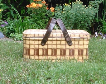 Vintage Green Picnic Basket by theindustrycottage on Etsy