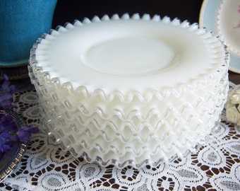 Fenton Silvercrest Plates - White Milk Glass Plates - Fenton Milk Glass Plates - Wedding Milk Glass - Vintage Wedding - Milk Glass Plates