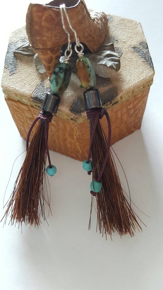 Horsehair Tassel Earrings with Sterling Silver by CaldasBijoux