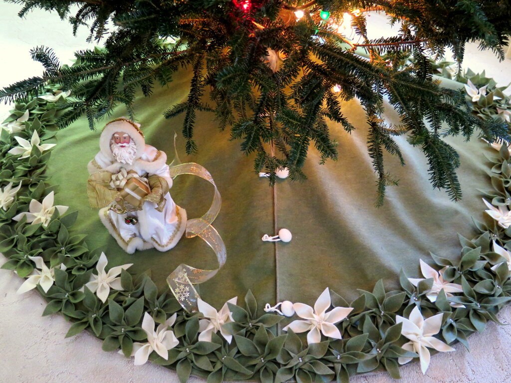 54 christmas tree skirt in olive green felt with green 54 christmas tree skirt in olive green felt with green