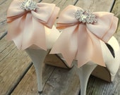 Rose Quartz Wedding Shoe Clips,Bridal Shoe Clips,  MANY COLORS, Satin Bow Shoe Clips, Bridesmaids, Clips for Wedding Shoes, Bridal Shoes