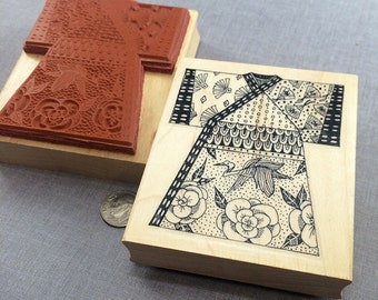 Asian Oriental Kimono Rubber Stamp