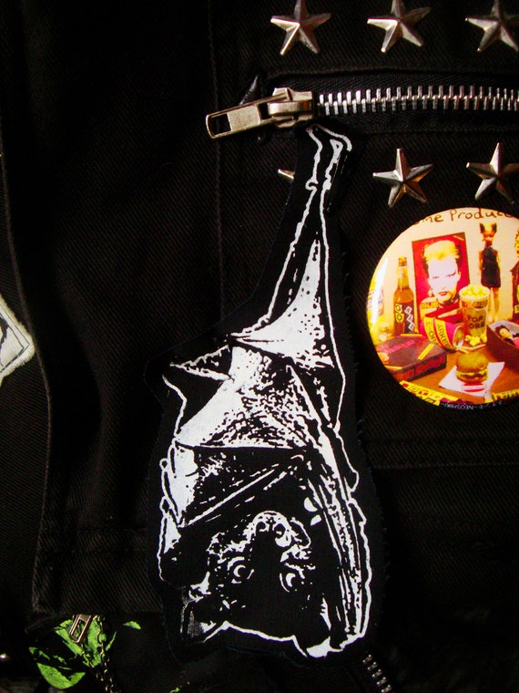 Hanging Bat Goth Punk Patch White Purple & Black