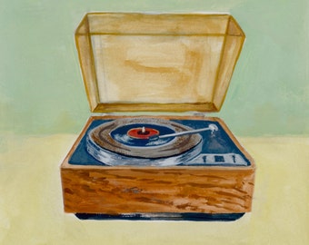 Vinyl Retro Record Player Art PRINT or CANVAS wall decorretro