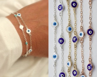 evil eye bracelet - multi evil eye bracelet - protection eye bracelet - blue evil eye - white evil eye - tiny evil eye -