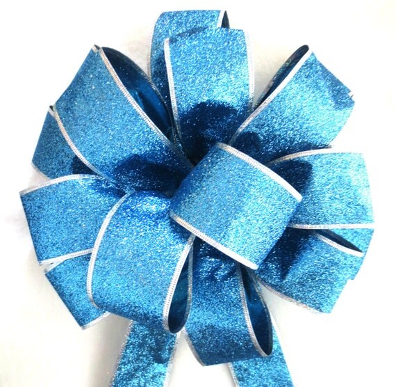 blue bow turquoise bow christmas bow tree topper bow blue bow turquoise bow christmas bow tree topper bow