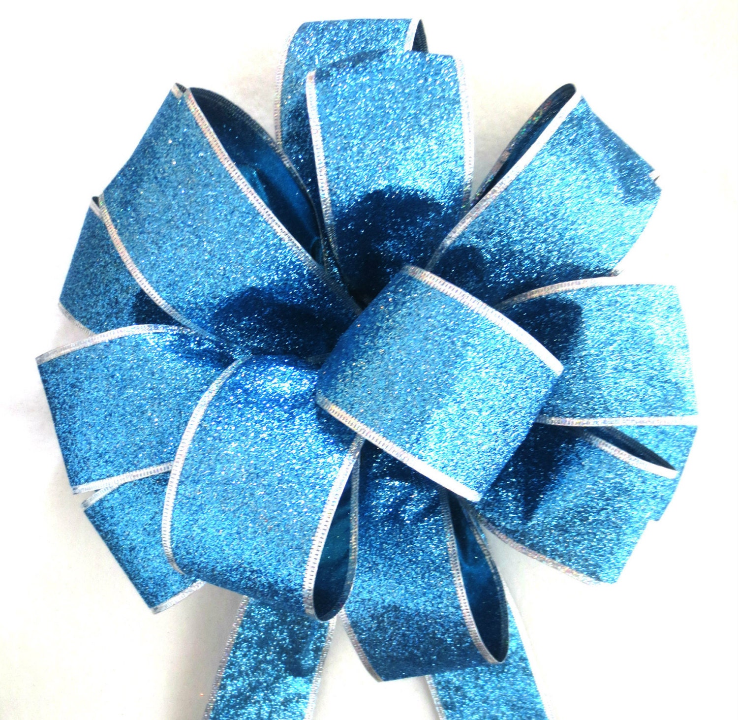 Blue Bow Turquoise Bow Christmas Bow Tree Topper Bow