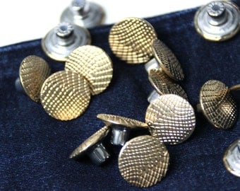 10 pcs Gold Round Rivets Buttons Studs Denim Hammer On Rivets