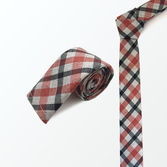 Plaid Necktie Vintage Multi Plaid Skinny Tie for Men Wedding