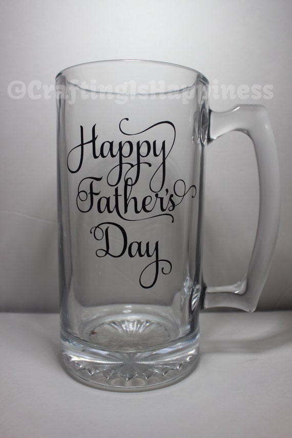 HAPPY FATHER'S DAY Personalized Glass Beer Mug perfect for