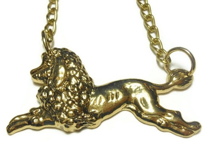 Gold poodle necklace, gold tone chain with gold over pewter poodle focal, figural chain necklace, animal lovers gift, groomer, owner