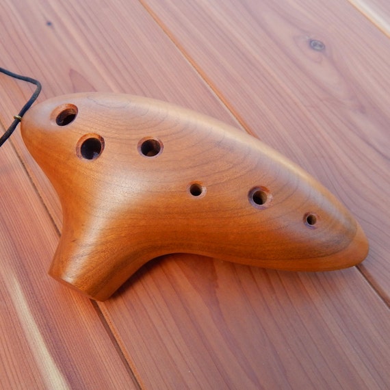 Wooden Ocarina Zelda Style Flute Cherry